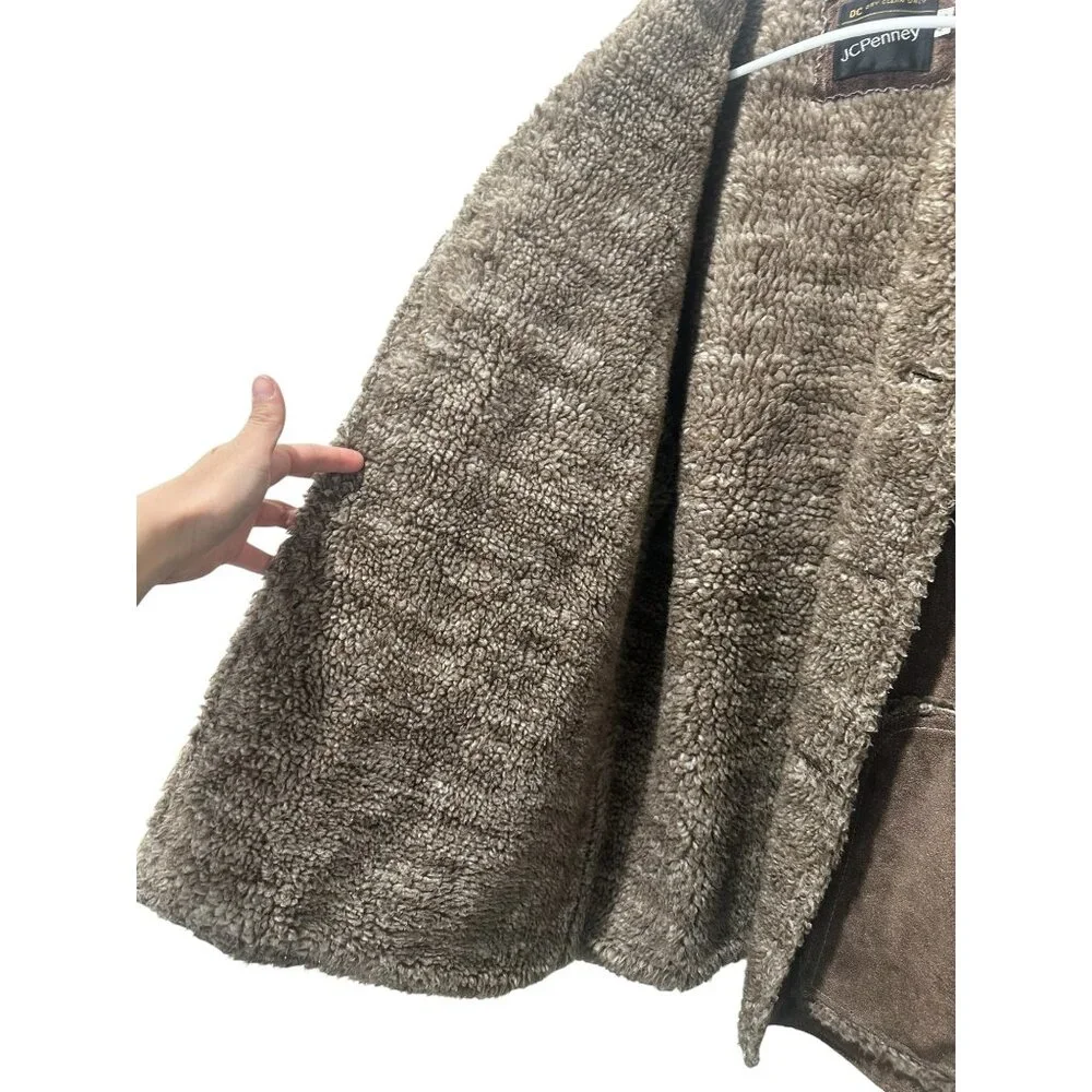 1970 JCPenney Real Suede Coat Jacket Mens XL Mens Fur Shearling Western Cowboy
